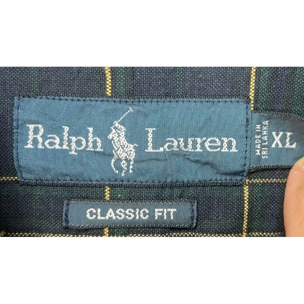 Polo‎ Ralph Lauren Men's Shirt Classic Fit XL Long Sleeve Black Plaid Button Up